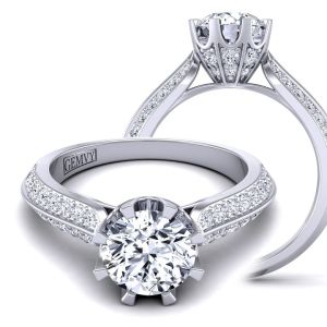  Two row   designer diamond and moissanite  engagement ring MSNT-SW-1450-Q color 14K White Gold