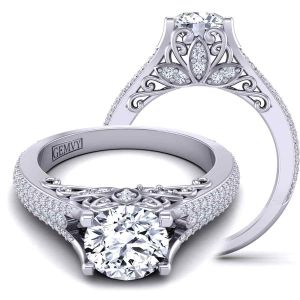  Micro pavé  cathedral style diamond engagement ring SWAN-1178-B 