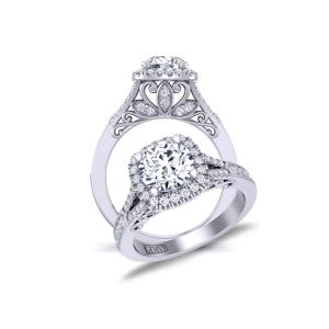  Contemporary pavé   swan inspired hgh profile halo engagement ring SWAN-1178-HB 