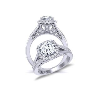  Unique twisted shank modern halo pavé   engagement ring SWAN-1178-HC 