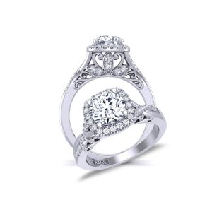  Feminine elegant twsited band halo pavé   diamond ring SWAN-1178-HF 
