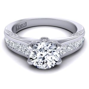  Wide-band Princess cut channel set Engagement Ring SWAN-1436-E 