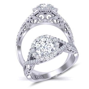  Unique twisted band modern diamond engagement ring TEND-1180-HA 