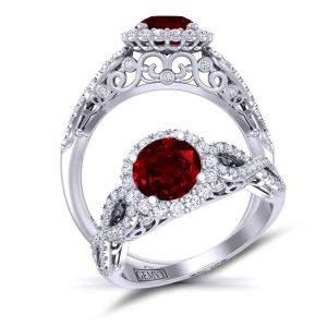  Infinity twist floral halo  diamond and ruby  engagement ringRBY-TEND-1180-HK 