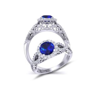  Infinity twist floral halo  diamond and sapphire  engagement ring SPH-TEND-1180-HK 