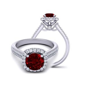  Two-row micro-pave high profile unique round halo ruby engagement ring RBY-TLP-1200H-BH 