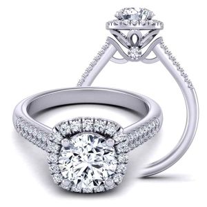  Two-row micro-pavé  high profile unique round halo engagement ring  TLP-1200H-BH 