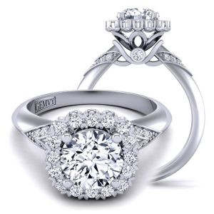  Unique band designer moissanite engagement ring with exquisite floral halo  MSNT-TLP-1200H-MH color 14K White Gold