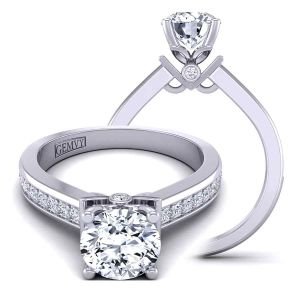  Simple modern designer solitaire pavé  engagement ring TLP-1200S-AS 