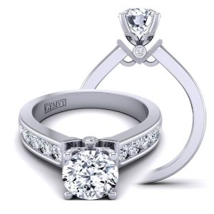  3.6mm round channel-set modern diamond and moissanite  engagement ring setting  MSNT-TLP-1200S-GS color 14K White Gold