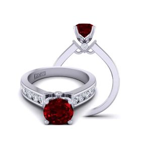  3.6mm round channel-set modern diamond and ruby  engagement ring setting RBY-TLP-1200S-GS 