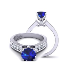 3.6mm round channel-set modern diamond and sapphire  engagement ring setting  SPH-TLP-1200S-GS 