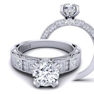 Bold princess channel-set designer moissanite engagement ring  MSNT-WIST-1510S-CS color 14K White Gold