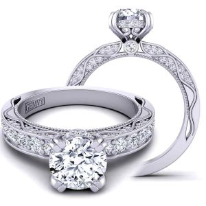  Designer engagement ring with round pavé  set diamond band WIST-1510S-HS 