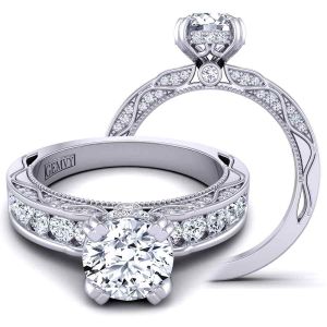  White gold round designer channel-set modern engagement ring WIST-1510S-RS 