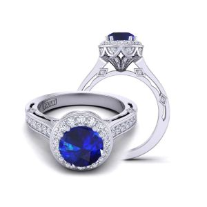  Floral vintage inspired diamond and sapphire  semi-mount engagement ring SPH-WIST-1517-C 