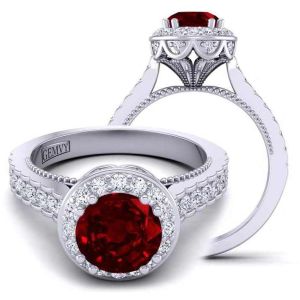  High profile cathedral vintage inspired halo ruby engagement ringRBY-WIST-1517-D 