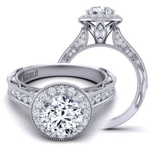  Luxury bold vintage inspired channel set diamond & moissanite ring  MSNT-WIST-1529-HL color 14K White Gold