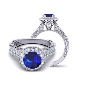  Luxury bold vintage inspired channel set diamond & sapphire ring  SPH-WIST-1529-HL 