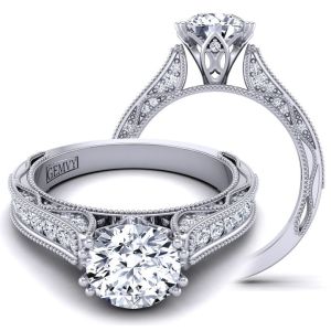  Channel set antique style diamond and moissanite  engagement ring setting  MSNT-WIST-1529-SB color 14K White Gold