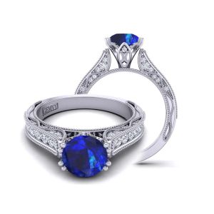  Channel set antique style diamond and sapphire  engagement ring setting  SPH-WIST-1529-SB 