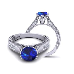  Custom channel set modern diamond and sapphire  engagement ring setting SPH-WIST-1529-SD 