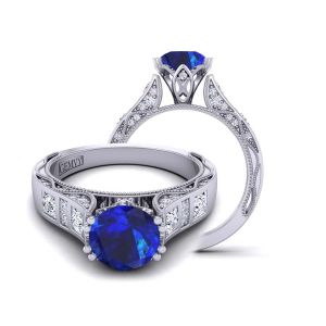  Minimalist 3.5mm wide princess bezel set sapphire engagement ring  SPH-WIST-1529-SE 