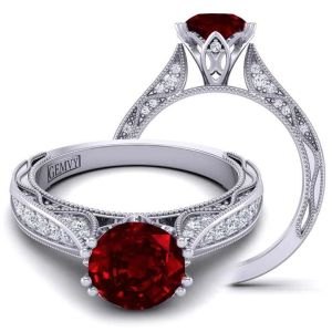  Unique antique style ruby & diamond engagement ing. RBY-WIST-1529-SH 