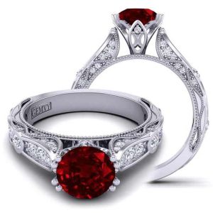  Cathedral style vintage inspired milgrain diamond and ruby  engagement ring  RBY-WIST-1529-SK 