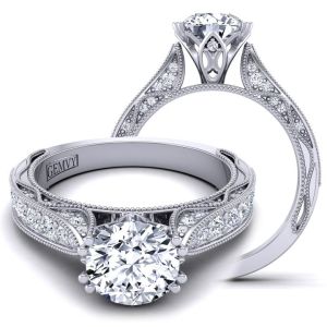  Unique Cathedral round diamond and moissanite  engagement ring  MSNT-WIST-1529-SM color 14K White Gold