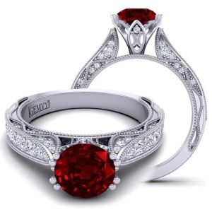 Unique Cathedral round diamond and ruby  engagement ring RBY-WIST-1529-SM 