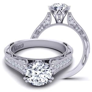  Petite "Bright" channel pavé  set milgrain diamond engagement ring semi-mount WIST-1529-SN 