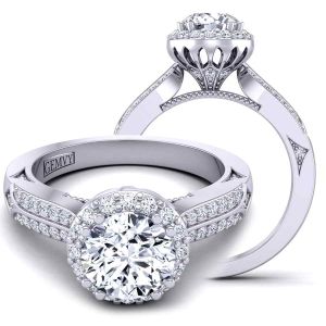  Unique bold two row pavé   diamond engagement ring WIST-1538-L 