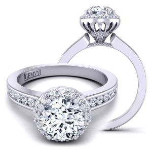  Petite round channel set diamond halo engagement ring WIST-1538-Q 