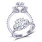  One-of-a-kind elegant pavé artistic Three-stone diamond 2mm engagement ring 1307G 