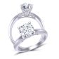  Diamond accented 4-prong solitaire unique  2mm engagement ring 1470SOL-A 