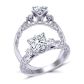  Princess-cut Unique three-stone diamond engagement ring 1509-3F 