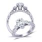  Pear-cut one-of-a-kind Vintage style Three-stone engagement ring 1509-3H 