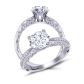 Slender graduated diamond pavé  4-prong 2.5mm engagement ring 1509S-B 