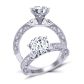  Milgrain side diamond vintage style three-stone 2.6mm engagement ring 1510T-C 