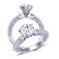  Micro-pavé vintage style diamond three-stone 3mm engagement ring 1510T-D 