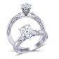  Pear-cut solitaire unique vintage inspired Three-stone engagement ring 1510T-H 