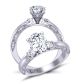  Oval-cut solitaire unique vintage inspired Three-stone engagement ring 1510T-J 