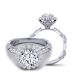  Flower shaped halo engagement ring with unique band 1519FL-B 