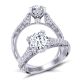  Modern petite flower inspired double prong pavé  2.5mm engagement ring 1529X-A 