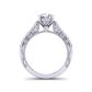 Modern petite flower inspired double prong pavé 2.5mm engagement ring 1529X-A
