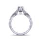 Infinty band floral inspired prong set modern vintage   4.2mm engagement ring 1529X-H