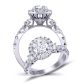  Art Deco u-cut pavé 1-carat halo 3mm Three-stone engagement ring 1538C-3C 