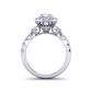 Art Deco  u-cut pavé 3-stone 1-carat halo 3mm engagement ring 1538C-3C