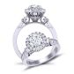  Antique Style channel pavé 1-carat halo Three-stone engagement ring 1538D-3D 